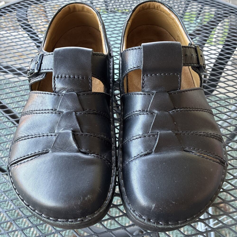 Birkenstock Madeira Fisherman Sandals Black Leather Buckle Shoes EU43/US10-10.5